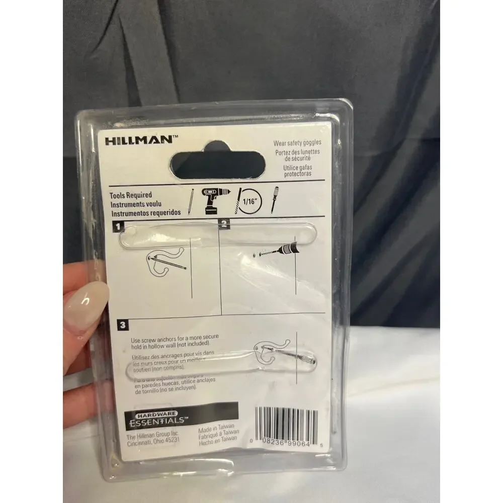 Hillman Heavy Duty Coat and Hat Hook, Flat Black Pack of 2 NIP!